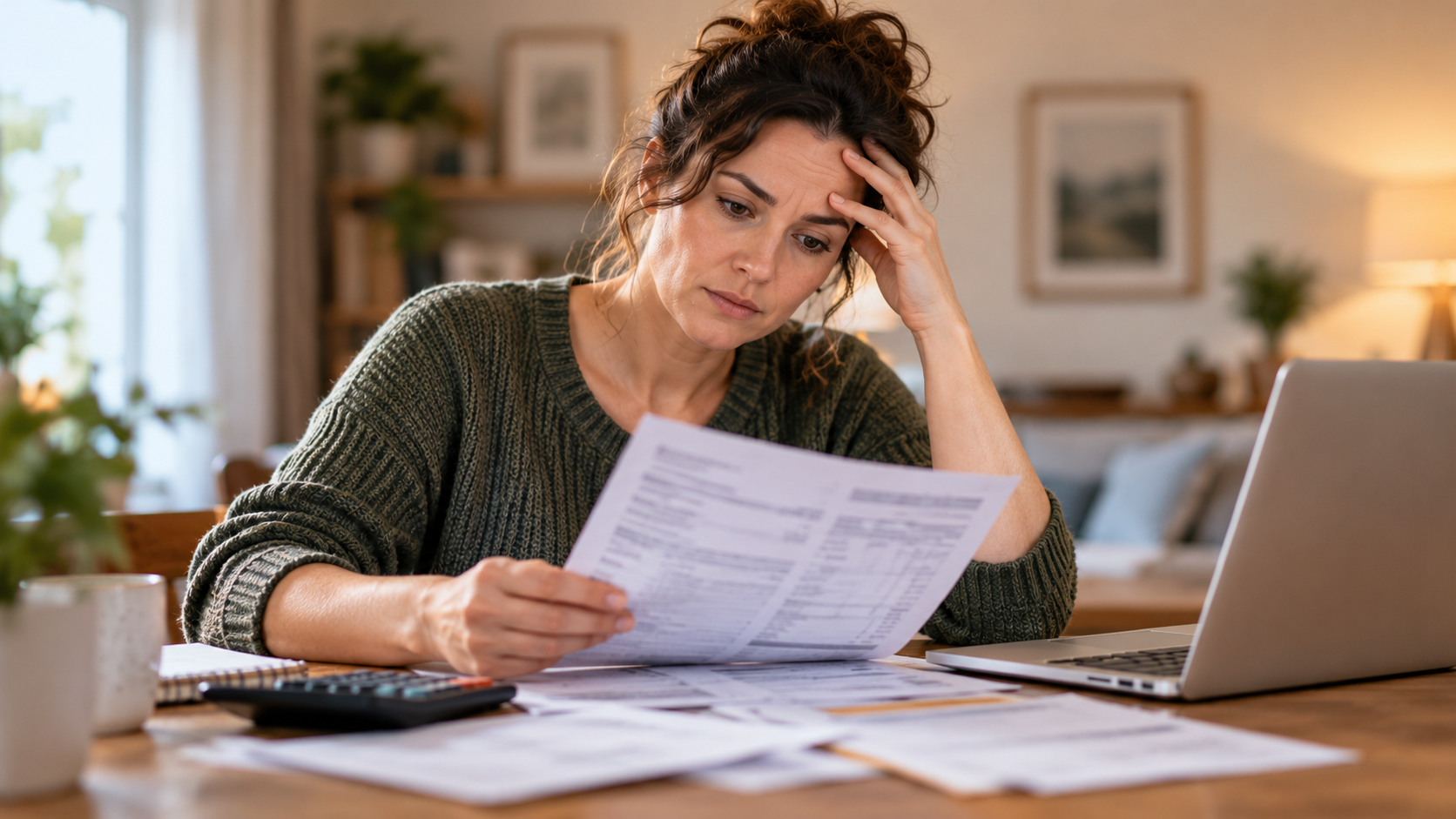 Woman reviewing her Income and Expenditure Form